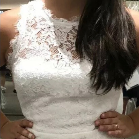 Wedding Corded Lace Trumpet With Illusion Sides - Picture 4 of 4